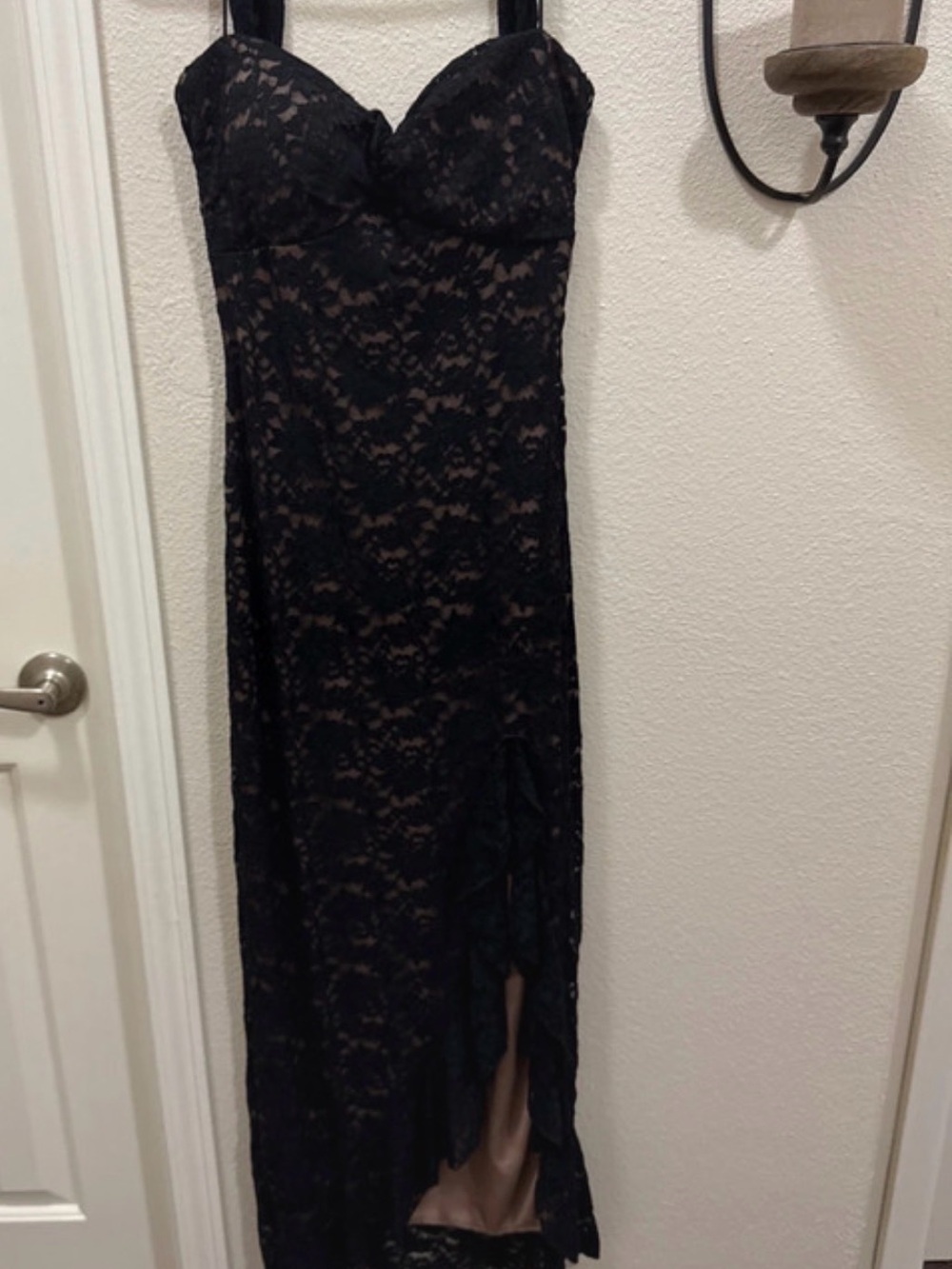 Lovely Day Black Lace Long Slip Dress with Sweetheart Bust